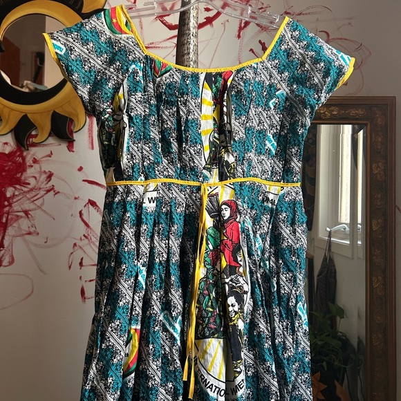 Ankara Dress Handmade Colorful Graphic Print Mini Dress Free Size - Picture 4 of 16